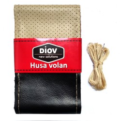 Husa Volan Premium Piele Neagra si Bej Perforata pe Lateral