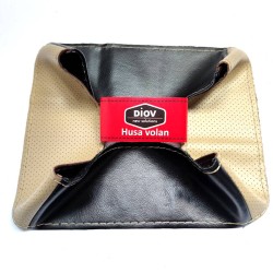 Husa Volan Premium Piele Neagra si Bej Perforata pe Lateral