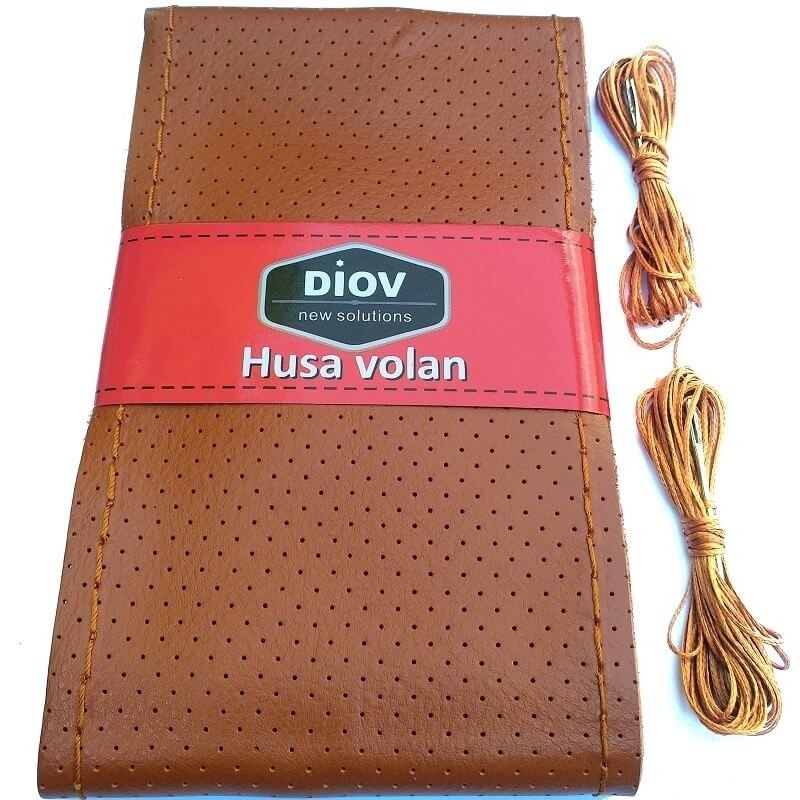 Husa Volan din Piele Naturala Maro Perforata se Coase pe Volan cu Ac