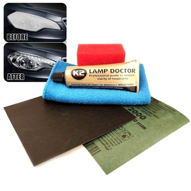 Kit Manual Curatare Faruri Auto Matuite cu Hartie Abraziva si Pasta