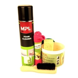 Set spuma curatare tapiterie piele cu perie si crema protectie